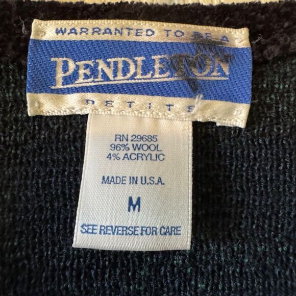 Pendleton Women's Green Plaid V-Neck Long Sleeve Wool Cardigan Sweater Sz M - Picture 6 of 11